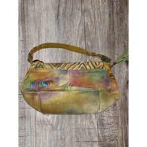 Anuschka leather hand painted‎ purse. Signed